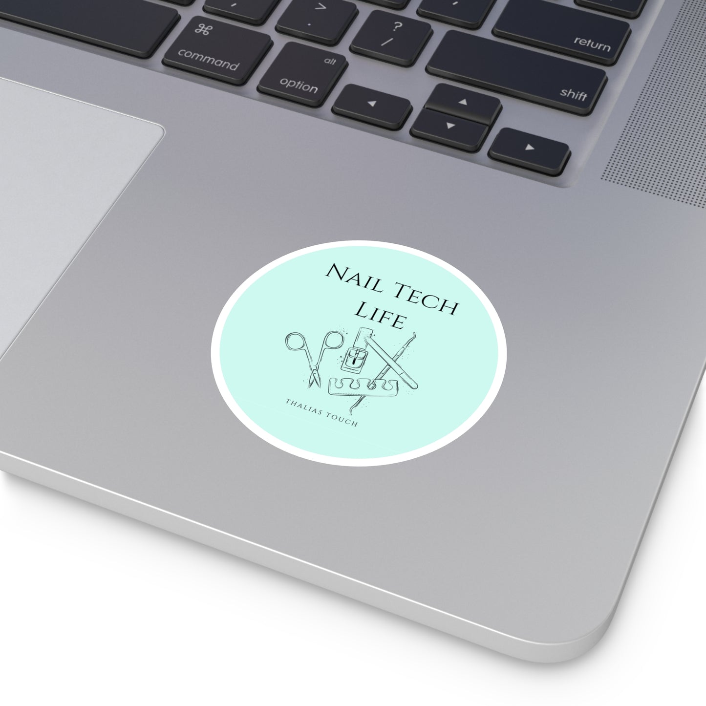Sticker redondo, Resistente al agua, "Nail Tech Life"