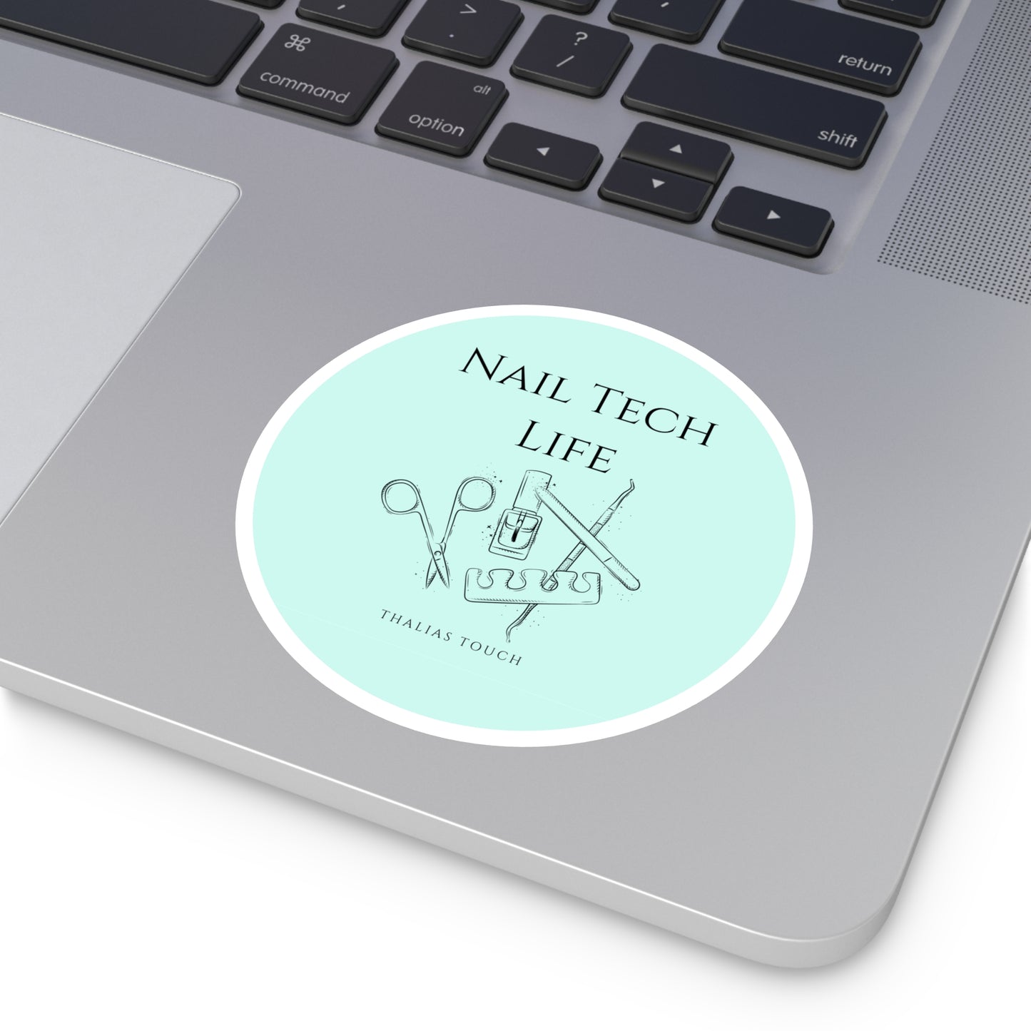 Sticker redondo, Resistente al agua, "Nail Tech Life"