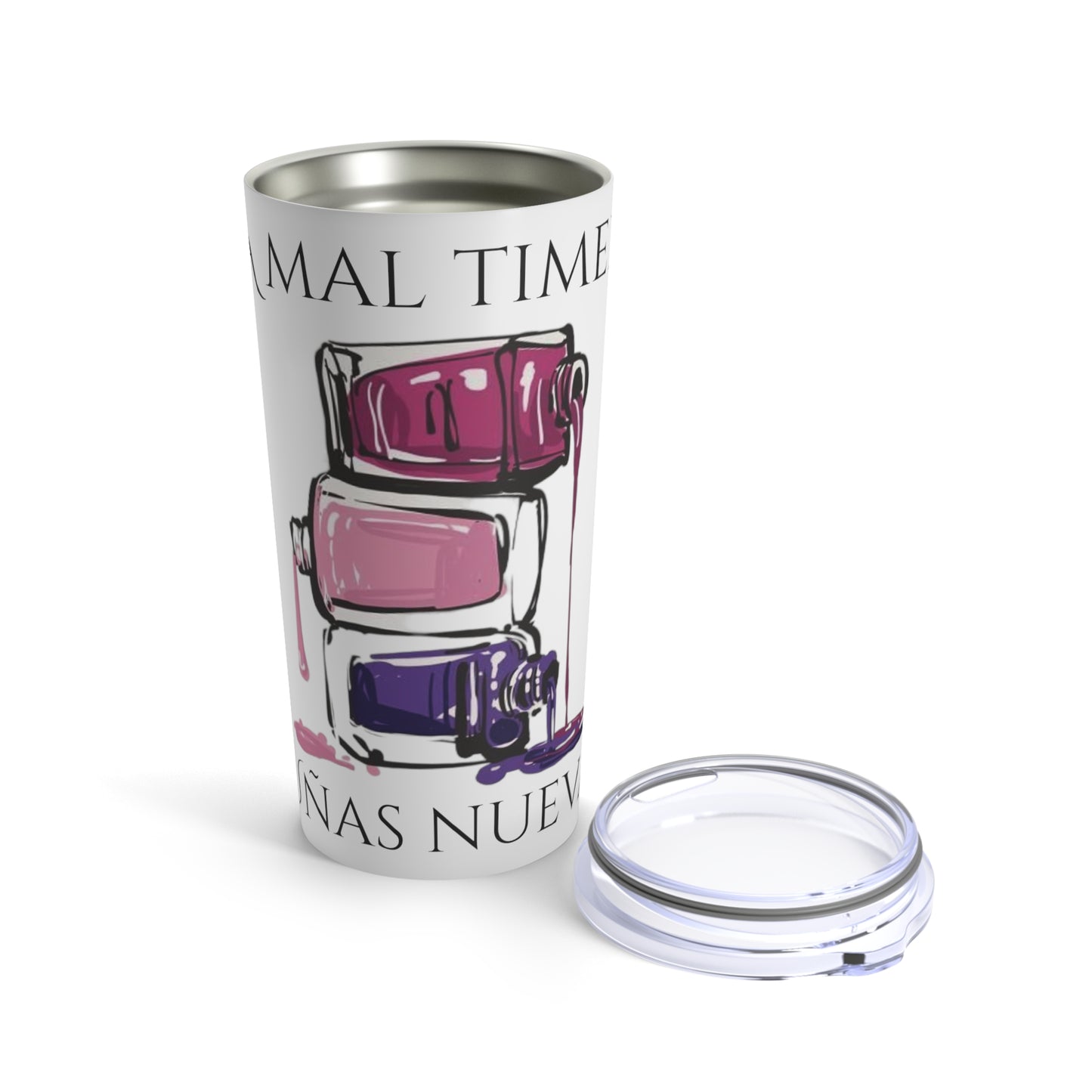 Tumbler Blanco 20oz, Mal Tiempo Uñas Nuevas