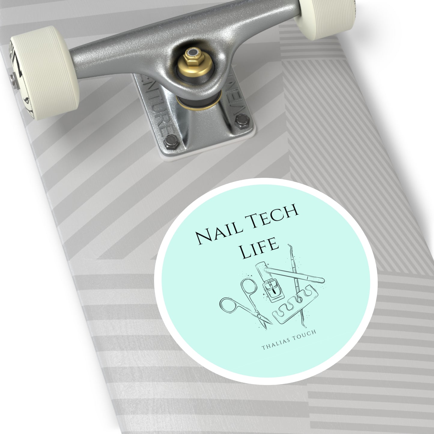 Sticker redondo, Resistente al agua, "Nail Tech Life"