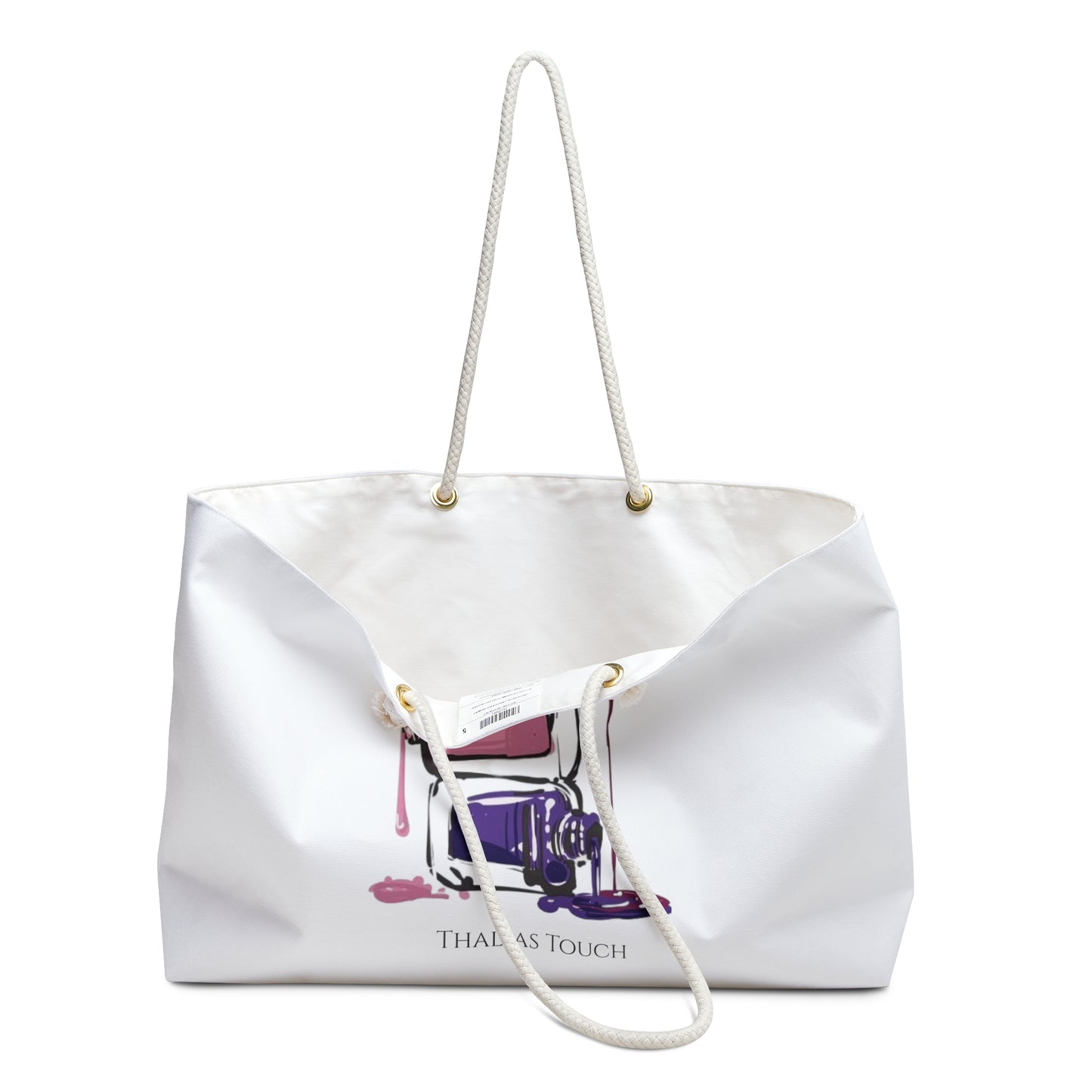 Tote Bag Grande, Blanco, Botellas de esmaltes derramados