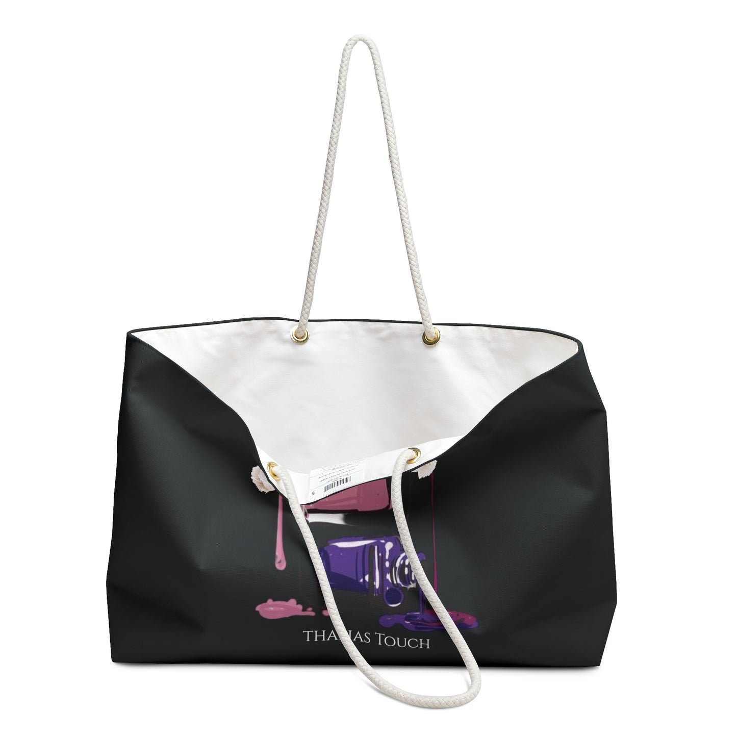 Tote Bag Grande, Negra, Botella de esmalte derramados
