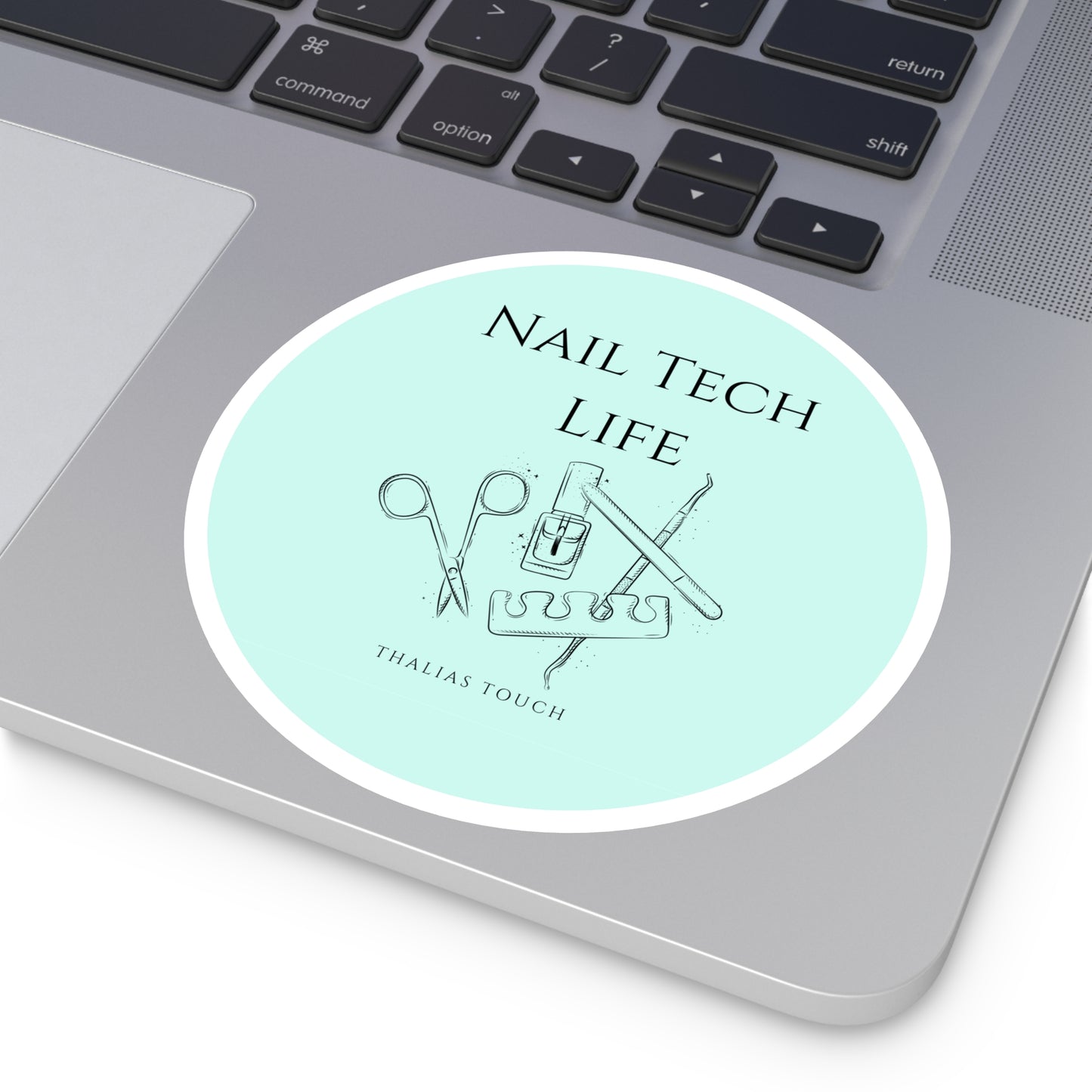 Sticker redondo, Resistente al agua, "Nail Tech Life"