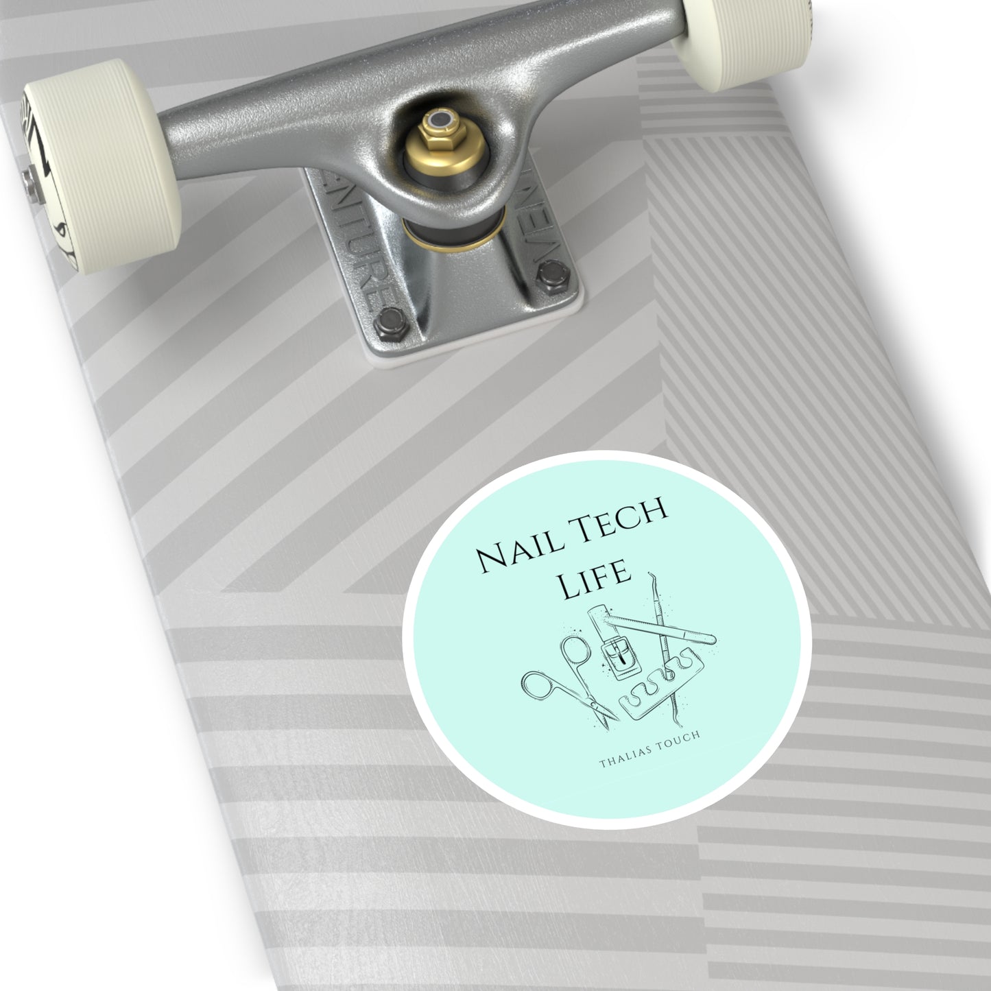 Sticker redondo, Resistente al agua, "Nail Tech Life"
