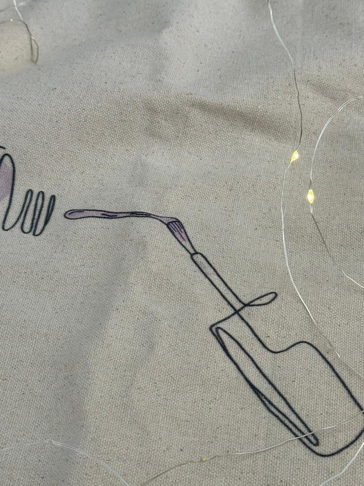 Tote Bag, color crema, 100% algodón, Botella de esmalte demarrada color violeta