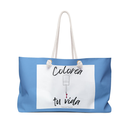 "Tote Bag" Grande, Azúl, Blanca, "Colorea tu vida"