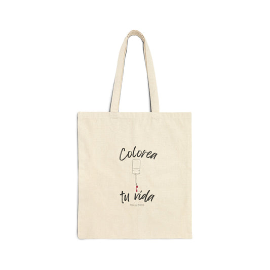 "Tote bag"  color crema, 100% algodón, "Colorea tu vida"