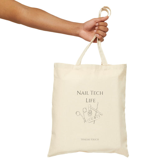 "Tote Bag" color crema,  100% algodón, "Nail Tech Life"