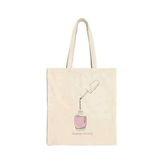 Tote Bag, color crema, 100% algodón, Botella de esmalte demarrada color violeta