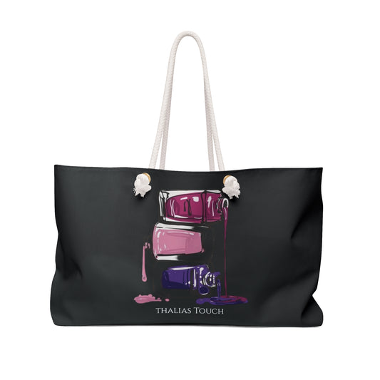 Tote Bag Grande, Negra, Botella de esmalte derramados