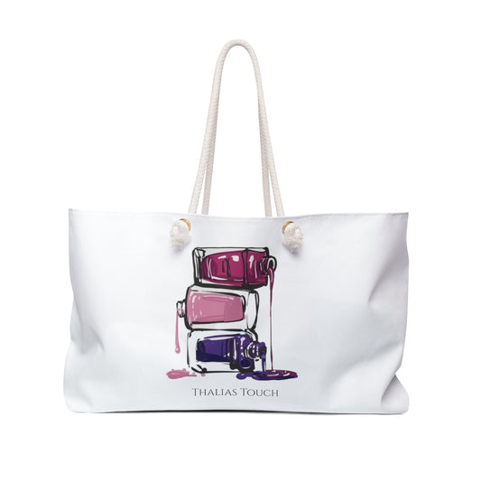 Tote Bag Grande, Blanco, Botellas de esmaltes derramados